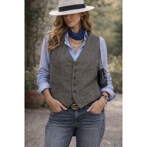 MERONA Wool-Blend Herringbone Tweed Vest – Unisex XL‎ Button Front